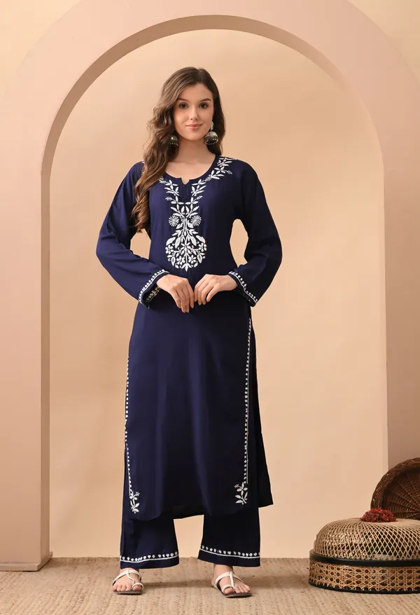 Hand-embroidered_Lucknowi_Chikankari_Kurta_Plazo_Set_�Black