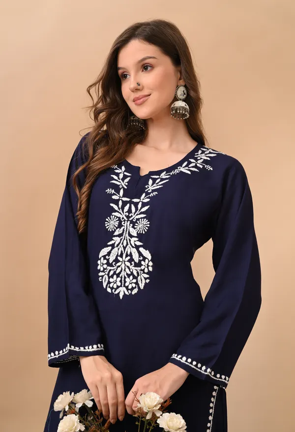 Hand-embroidered_Lucknowi_Chikankari_Kurta_Plazo_Set_�Black