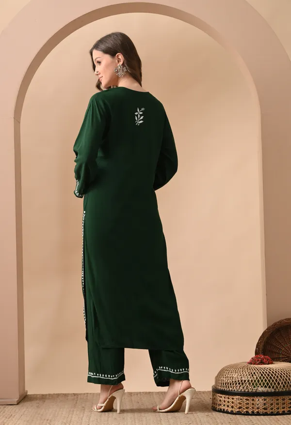 Hand-embroidered_Lucknowi_Chikankari_Kurta_Plazo_Set_�Green