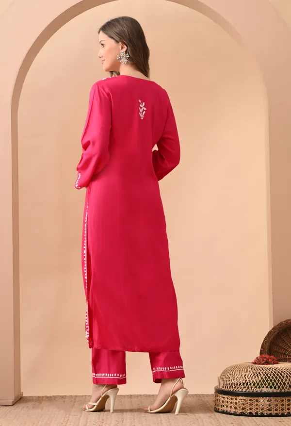Hand-embroidered_Lucknowi_Chikankari_Kurta_Plazo_Set_Pink