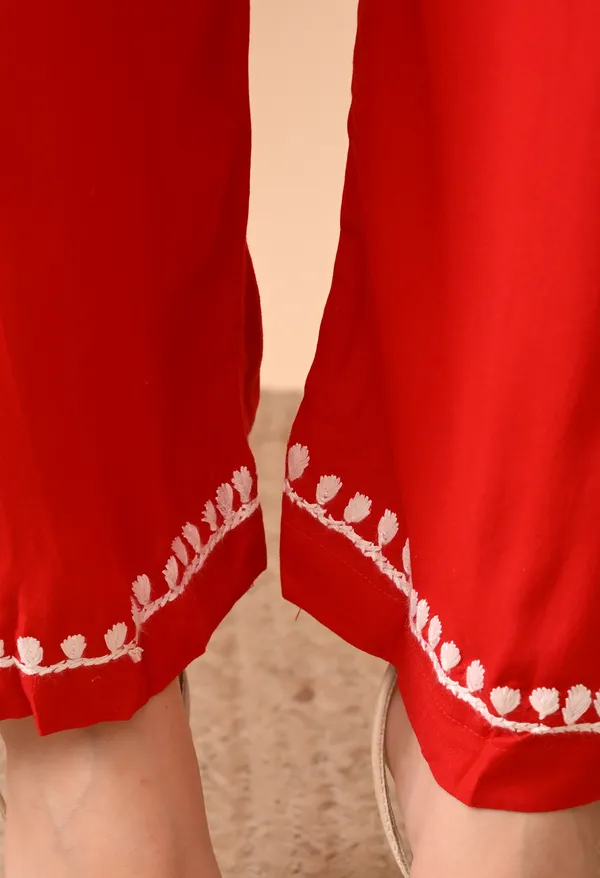 Hand-embroidered_Lucknowi_Chikankari_Kurta_Plazo_Set_�Red