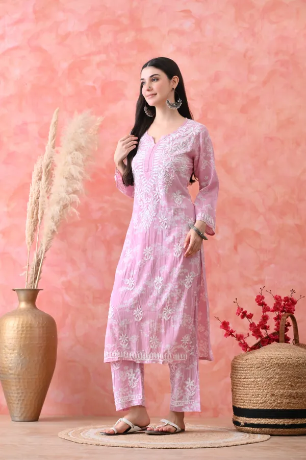 Hand_Embroidered_Chikankari_Mulmul_Plazo_Set-Baby_Pink