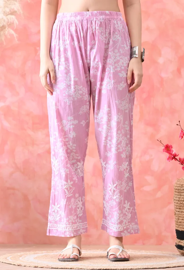 Hand_Embroidered_Chikankari_Mulmul_Plazo_Set-Baby_Pink