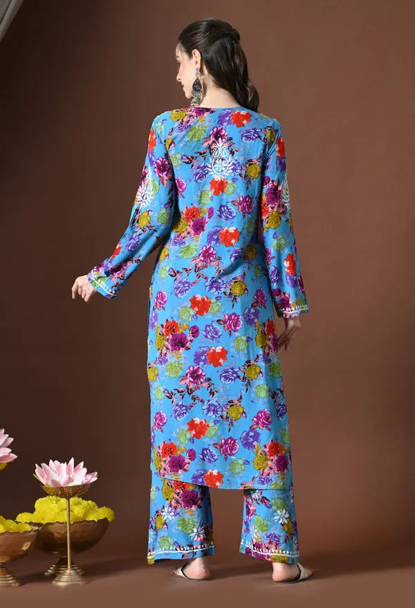 Blue_Paradise_Floral_Chikankari_Kurta_with_Pants
