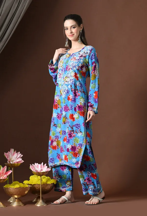 Blue_Paradise_Floral_Chikankari_Kurta_with_Pants