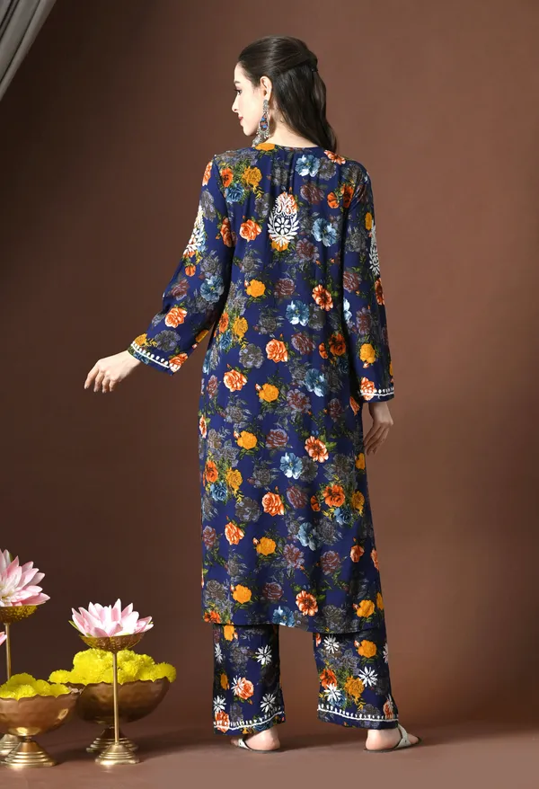 Navy_Bloom_Rayon_Chikankari_Kurta_Set