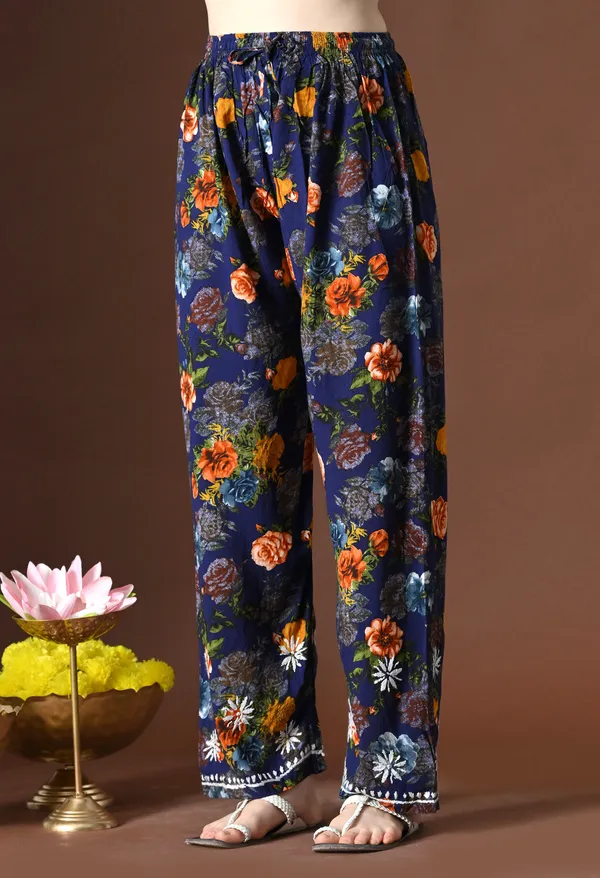 Navy_Bloom_Rayon_Chikankari_Kurta_Set