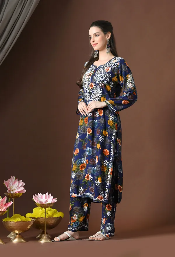 Navy_Bloom_Rayon_Chikankari_Kurta_Set