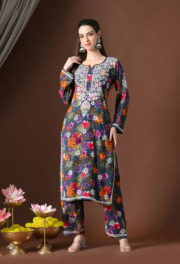 Midnight_Grey_Rayon_Chikankari_Kurta_Set