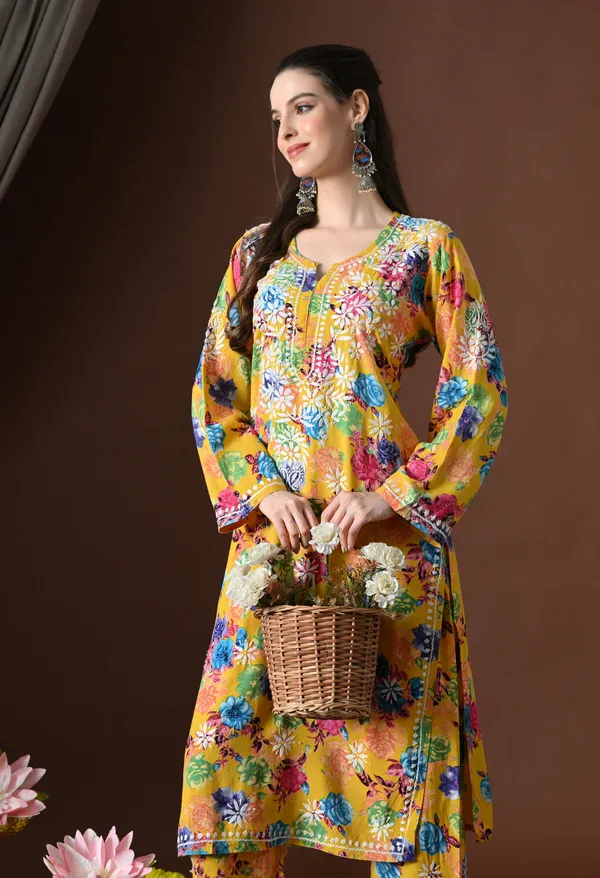 Mustard_Meadow_Floral_Printed_Rayon_Chikankari_Set