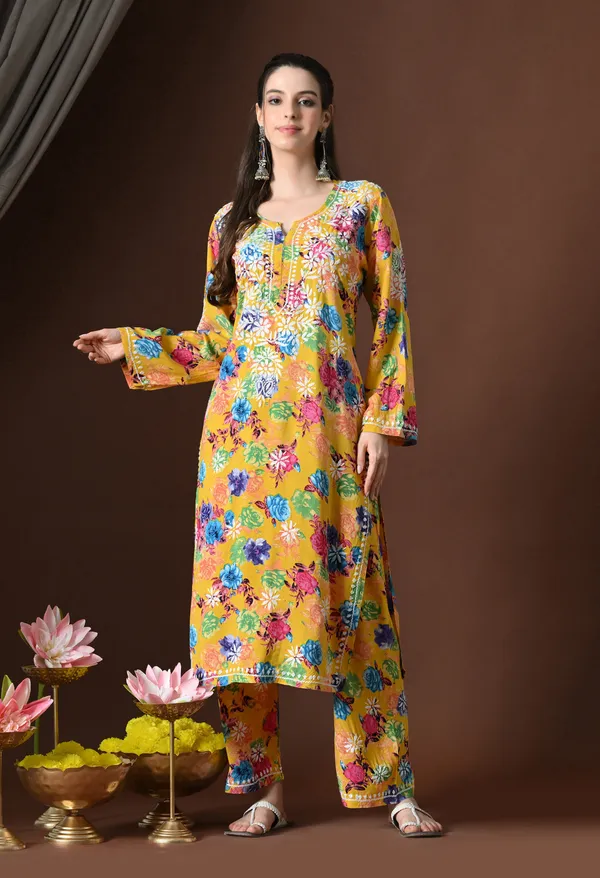 Mustard_Meadow_Floral_Printed_Rayon_Chikankari_Set