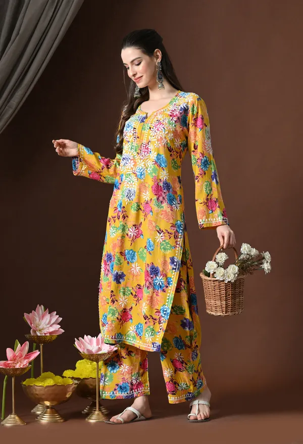 Mustard_Meadow_Floral_Printed_Rayon_Chikankari_Set