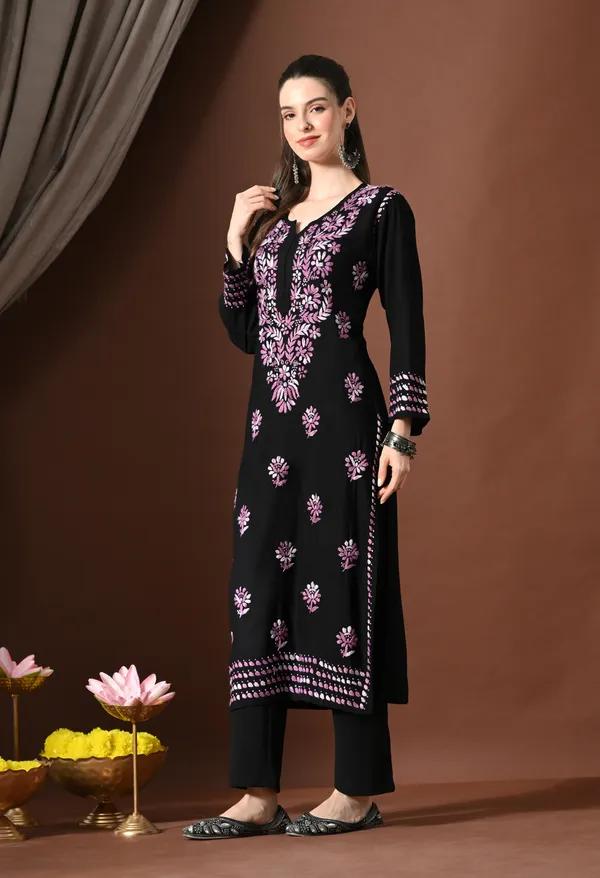 Ebony_Petals_Purple_Handcrafted_Chikankari_Kurta