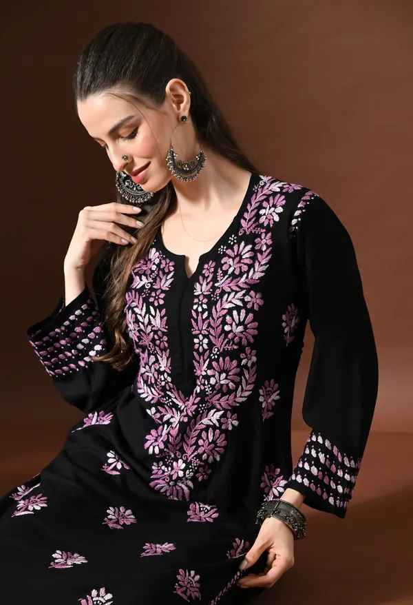 Ebony_Petals_Purple_Handcrafted_Chikankari_Kurta