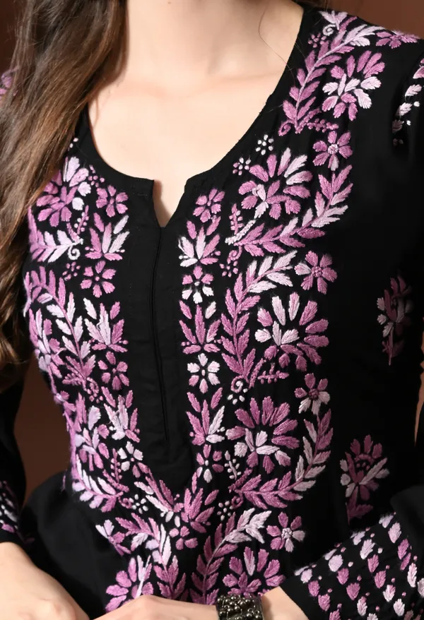 Ebony_Petals_Purple_Handcrafted_Chikankari_Kurta