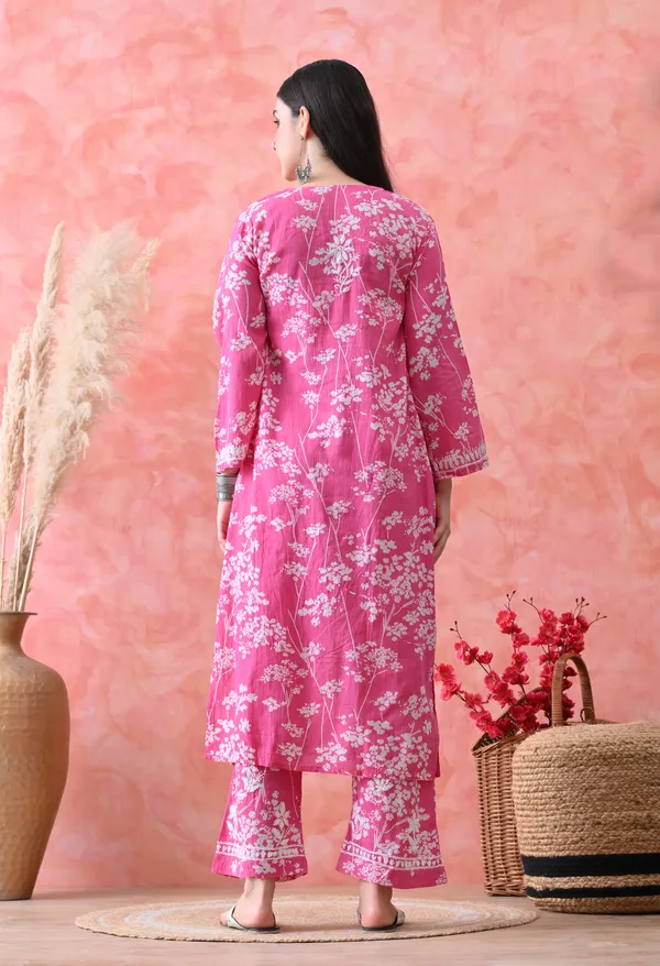 Hand_Embroidered_Chikankari_Mulmul_Plazo_Set-Dark_Pink