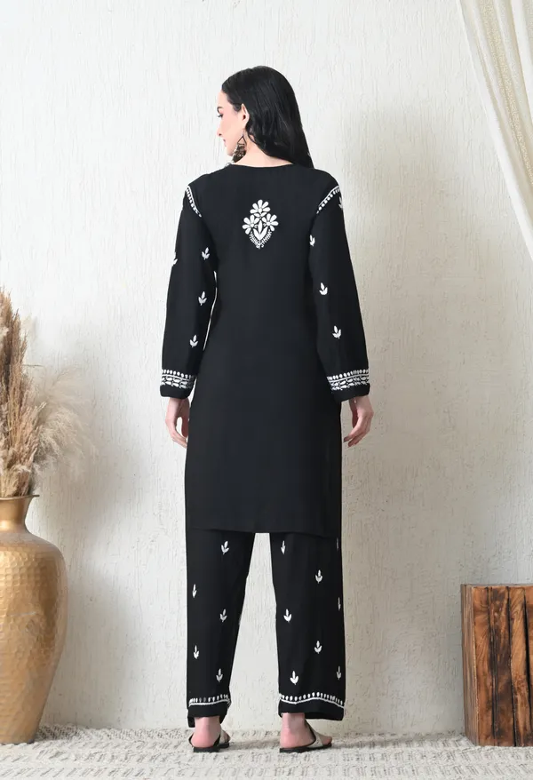 Black_Rayon_Chikankari_Straight_Kurta_Set_with_Hand_Embroidery