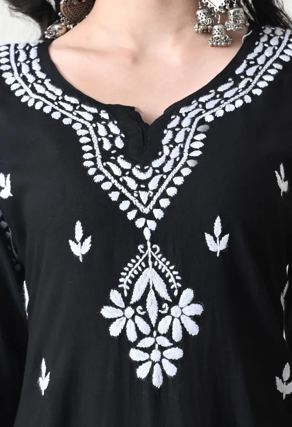 Black_Rayon_Chikankari_Straight_Kurta_Set_with_Hand_Embroidery