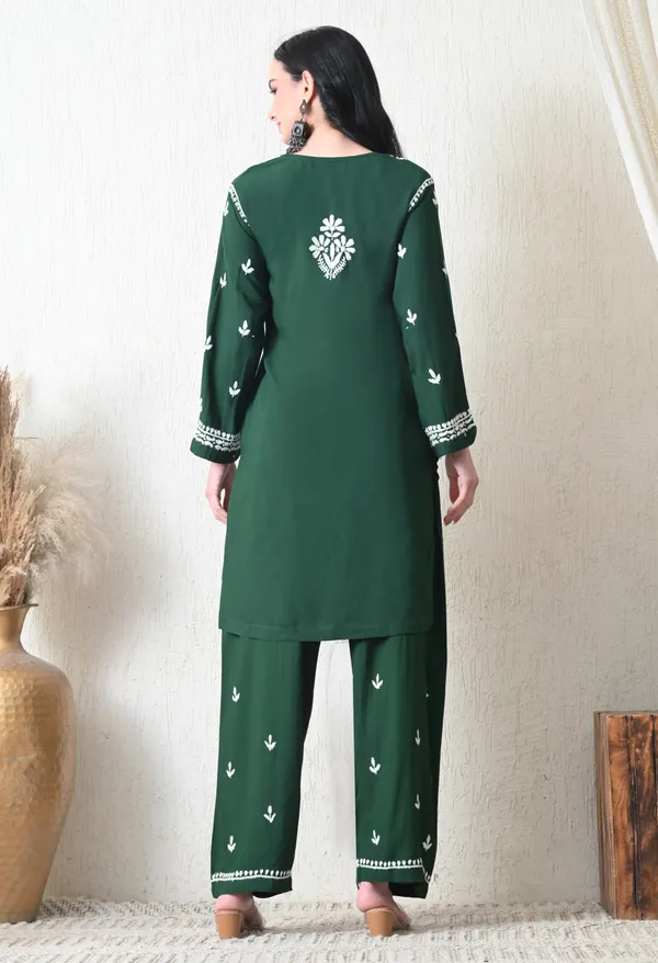 Green_Rayon_Chikankari_Straight_Kurta_Set_with_Hand_Embroidery