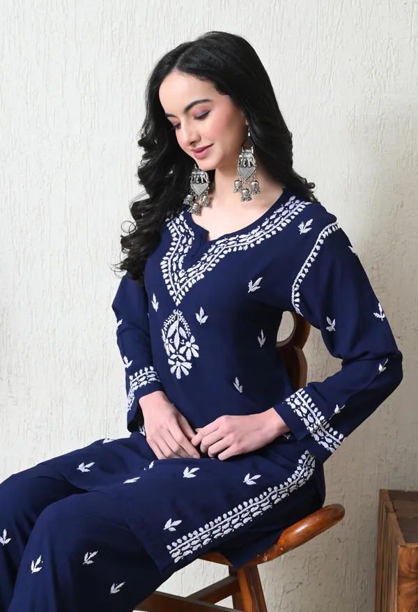 Navy_Blue_Rayon_Chikankari_Straight_Kurta_Set_with_Hand_Embroidery