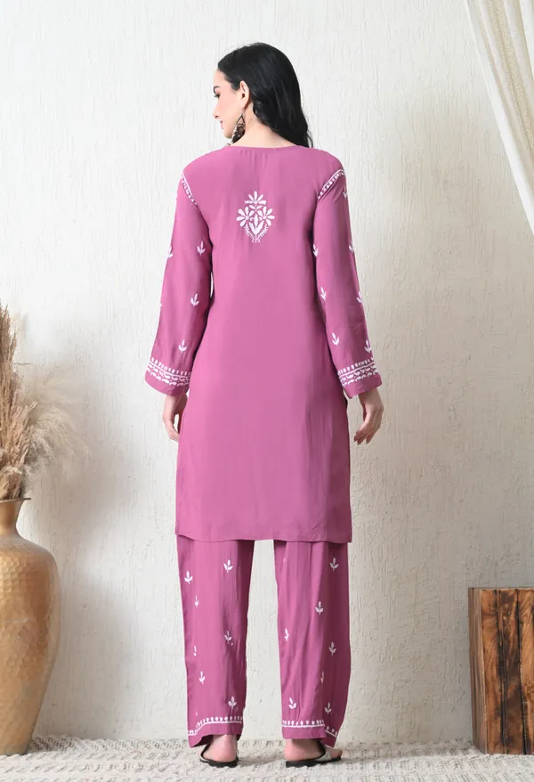 Onion_Pink_Rayon_Chikankari_Straight_Kurta_Set_with_Hand_Embroidery