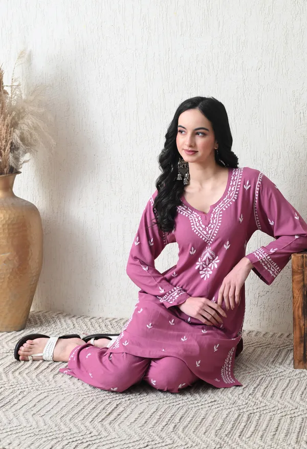 Onion_Pink_Rayon_Chikankari_Straight_Kurta_Set_with_Hand_Embroidery