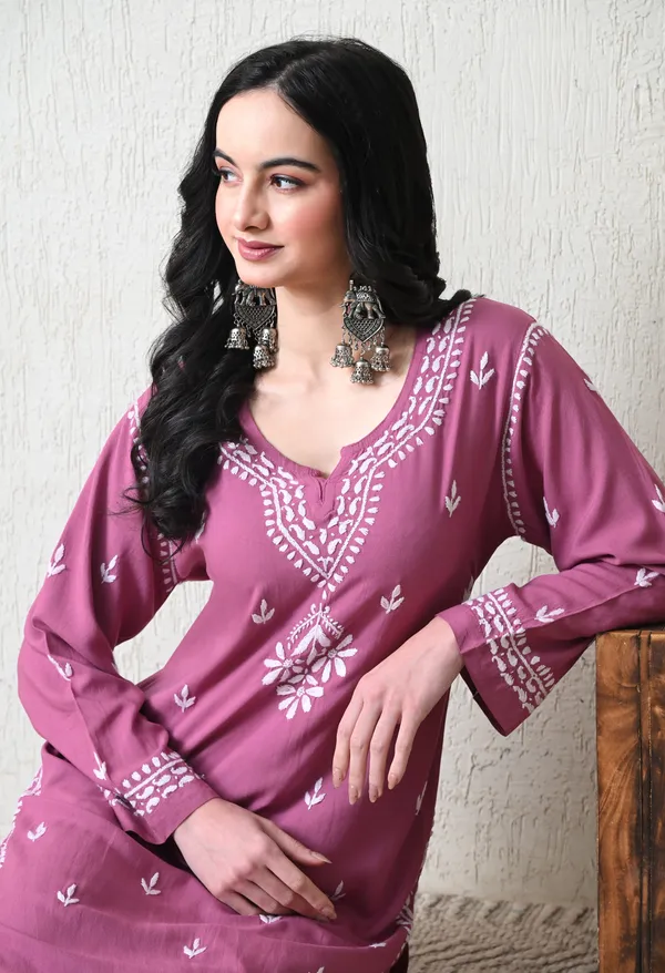 Onion_Pink_Rayon_Chikankari_Straight_Kurta_Set_with_Hand_Embroidery