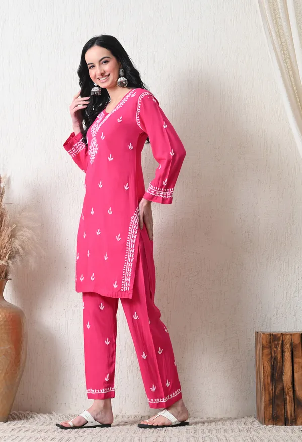 Pink_Rayon_Chikankari_Straight_Kurta_Set_with_Hand_Embroidery
