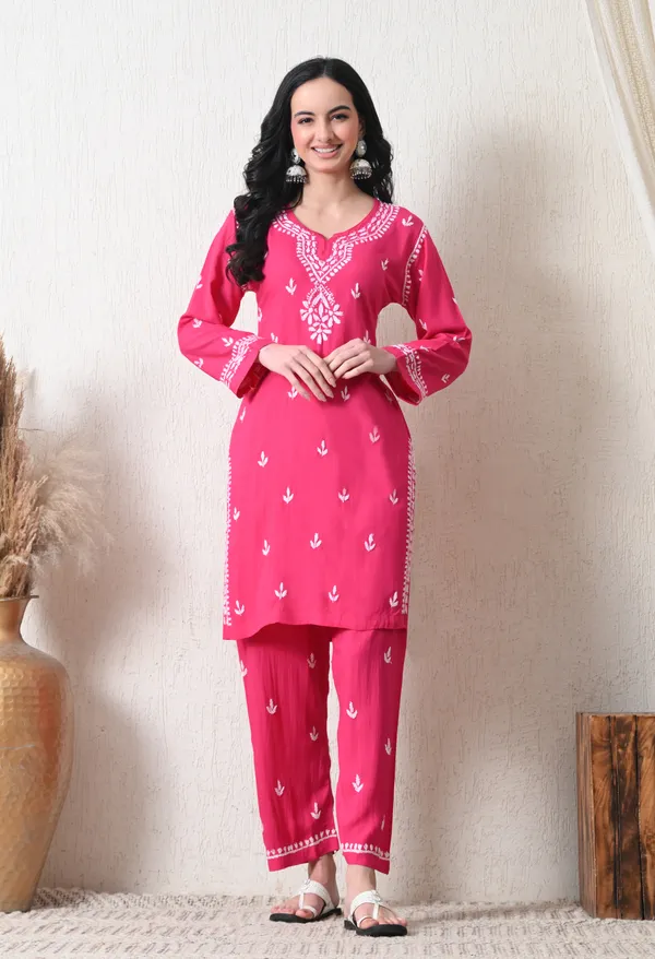 Pink_Rayon_Chikankari_Straight_Kurta_Set_with_Hand_Embroidery
