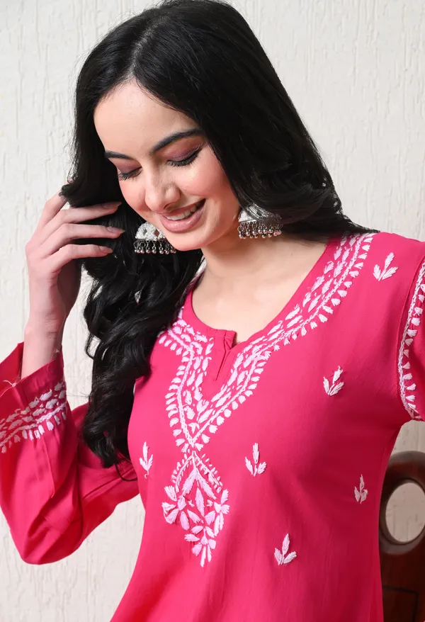 Pink_Rayon_Chikankari_Straight_Kurta_Set_with_Hand_Embroidery
