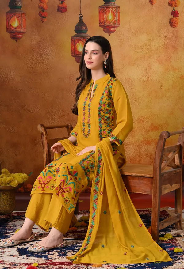 Premium_Mal_Chanderi_Phulkari_Embroidered_Kurta_Set_with_Silk_Pants_&_Dupatta