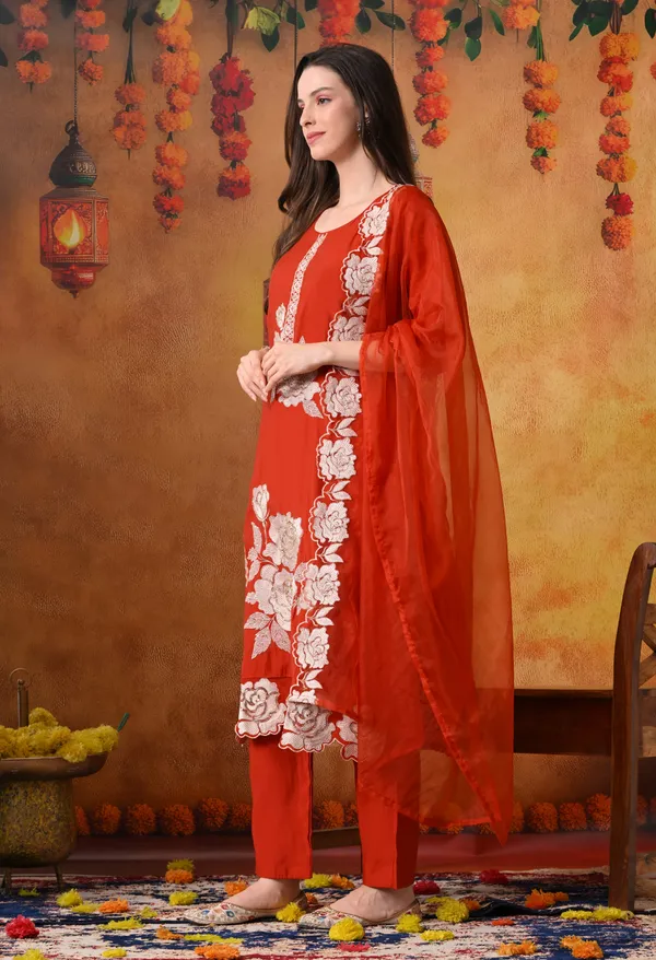 Premium_Roman_Silk_Embroidered_Kurta_Set_with_Organza_Dupatta_&_Silk_Pants_Rust