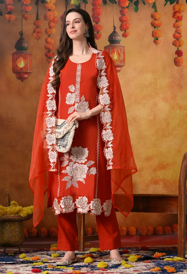 Premium_Roman_Silk_Embroidered_Kurta_Set_with_Organza_Dupatta_&_Silk_Pants_Rust