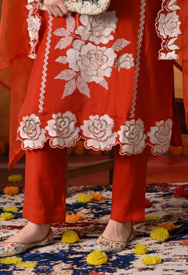 Premium_Roman_Silk_Embroidered_Kurta_Set_with_Organza_Dupatta_&_Silk_Pants_Rust