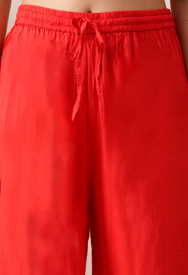 Modal_Hand-Embroidered_Chikankari_Cutwork_Kurta_with_Palazzo_Red