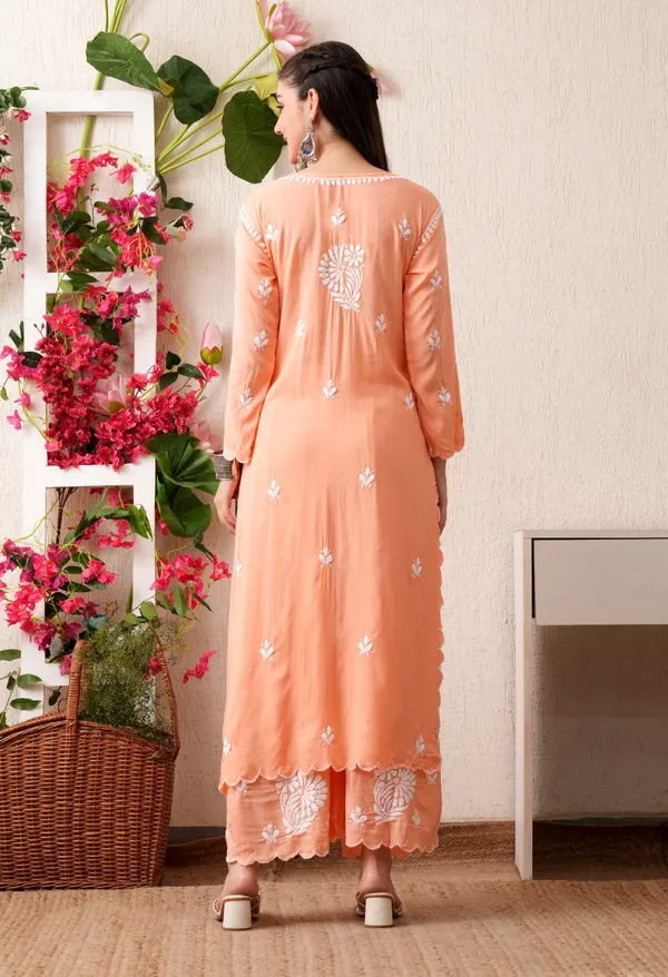 Modal_Hand-Embroidered_Chikankari_Cutwork_Kurta_with_Palazzo_Peach