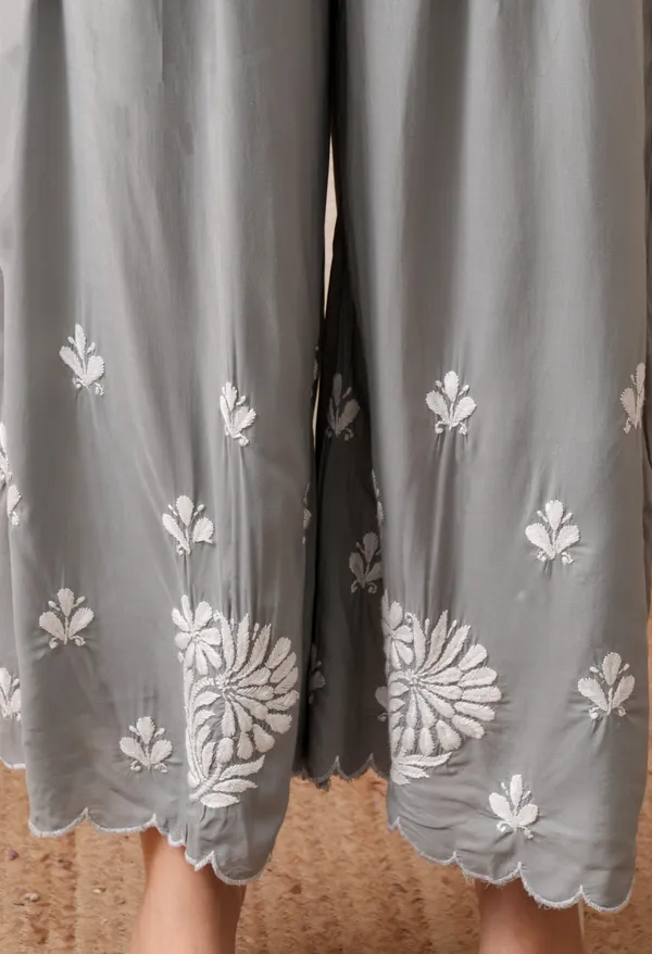 Modal_Hand-Embroidered_Chikankari_Cutwork_Kurta_with_Palazzo_Grey
