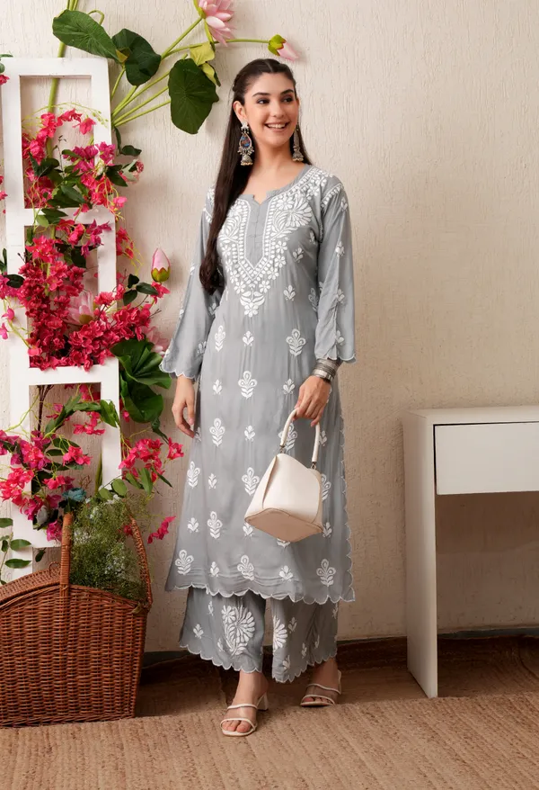 Modal_Hand-Embroidered_Chikankari_Cutwork_Kurta_with_Palazzo_Grey