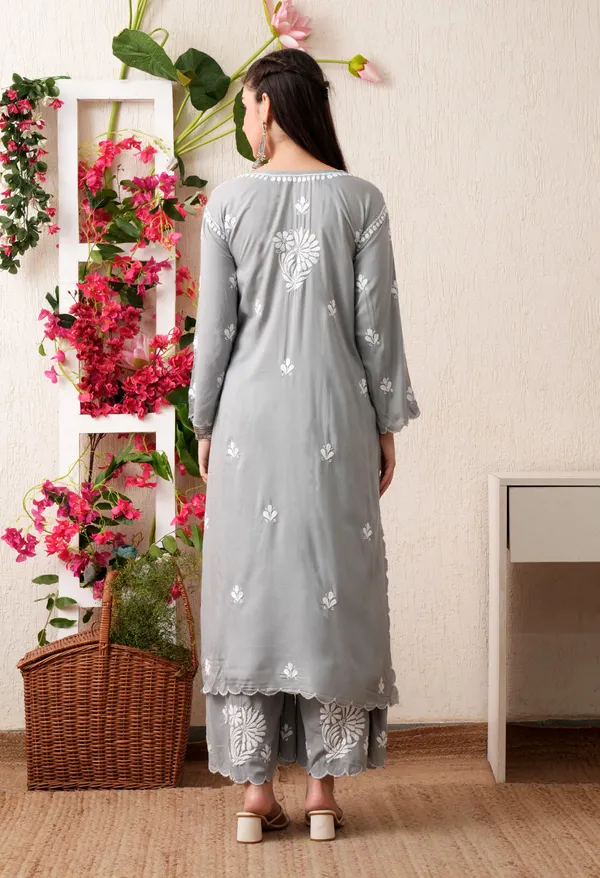 Modal_Hand-Embroidered_Chikankari_Cutwork_Kurta_with_Palazzo_Grey