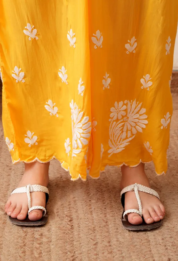 Modal_Hand-Embroidered_Chikankari_Cutwork_Kurta_with_Palazzo_Yellow