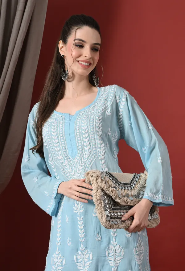 Sky_Blue_Hand_Embroidered_Modal_Chikankari_Kurta_with_Palazzo_Set