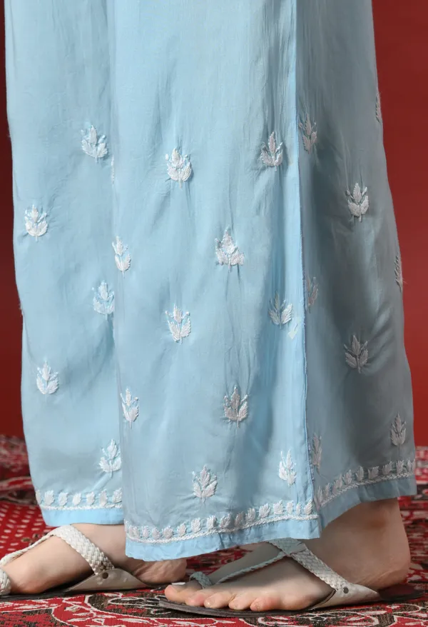 Sky_Blue_Hand_Embroidered_Modal_Chikankari_Kurta_with_Palazzo_Set