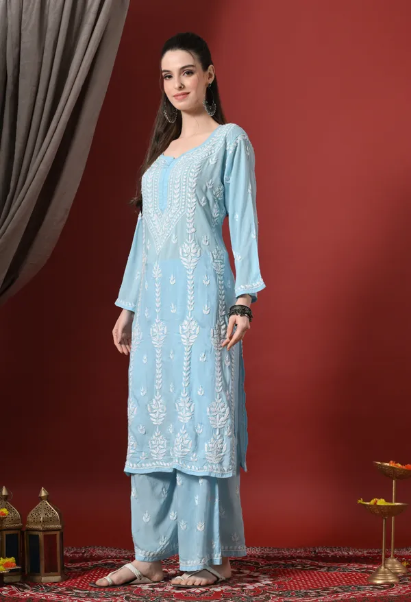Sky_Blue_Hand_Embroidered_Modal_Chikankari_Kurta_with_Palazzo_Set