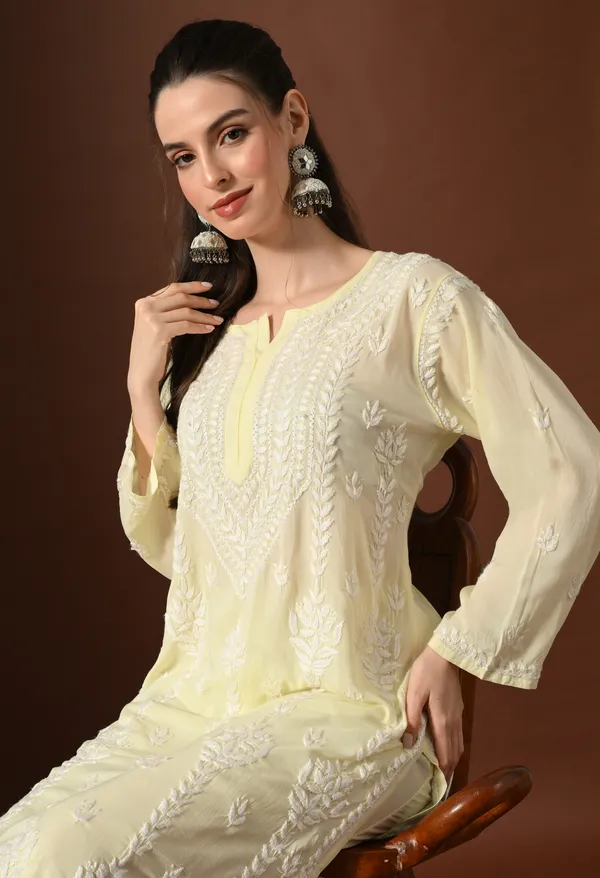 Soft_Yellow_Hand-Embroidered_Modal_Chikankari_Kurta_Set_for_Women