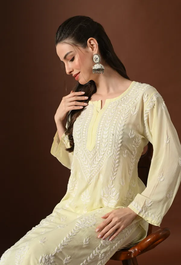 Soft_Yellow_Hand-Embroidered_Modal_Chikankari_Kurta_Set_for_Women
