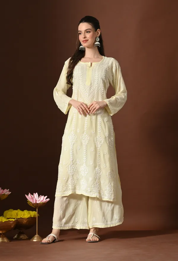 Soft_Yellow_Hand-Embroidered_Modal_Chikankari_Kurta_Set_for_Women