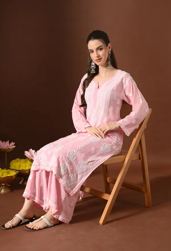 Blush_Pink_Hand-Embroidered_Chikankari_Modal_Kurta_with_Plazo_Set