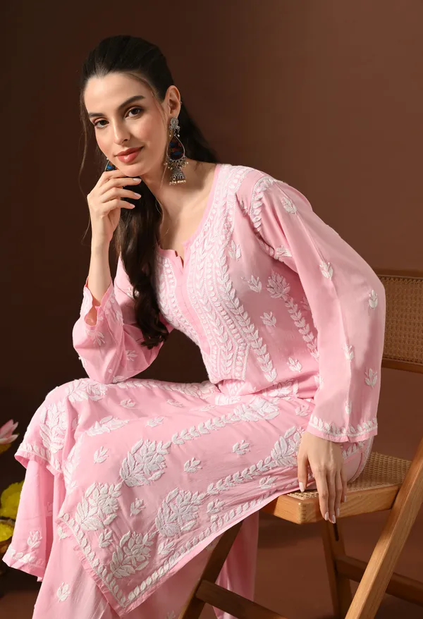 Blush_Pink_Hand-Embroidered_Chikankari_Modal_Kurta_with_Plazo_Set