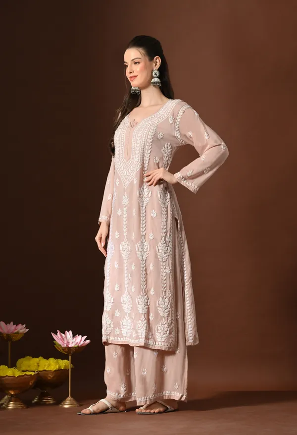 Brown_Hand-Embroidered_Chikankari_Modal_Kurta_with_Plazo_Set