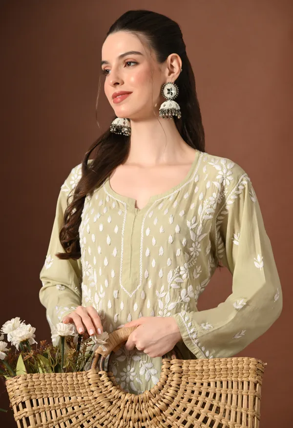 Modal_Hand-Embroidered_Lucknowi_Chikankari_Kurta_Plazo_Set__Brown